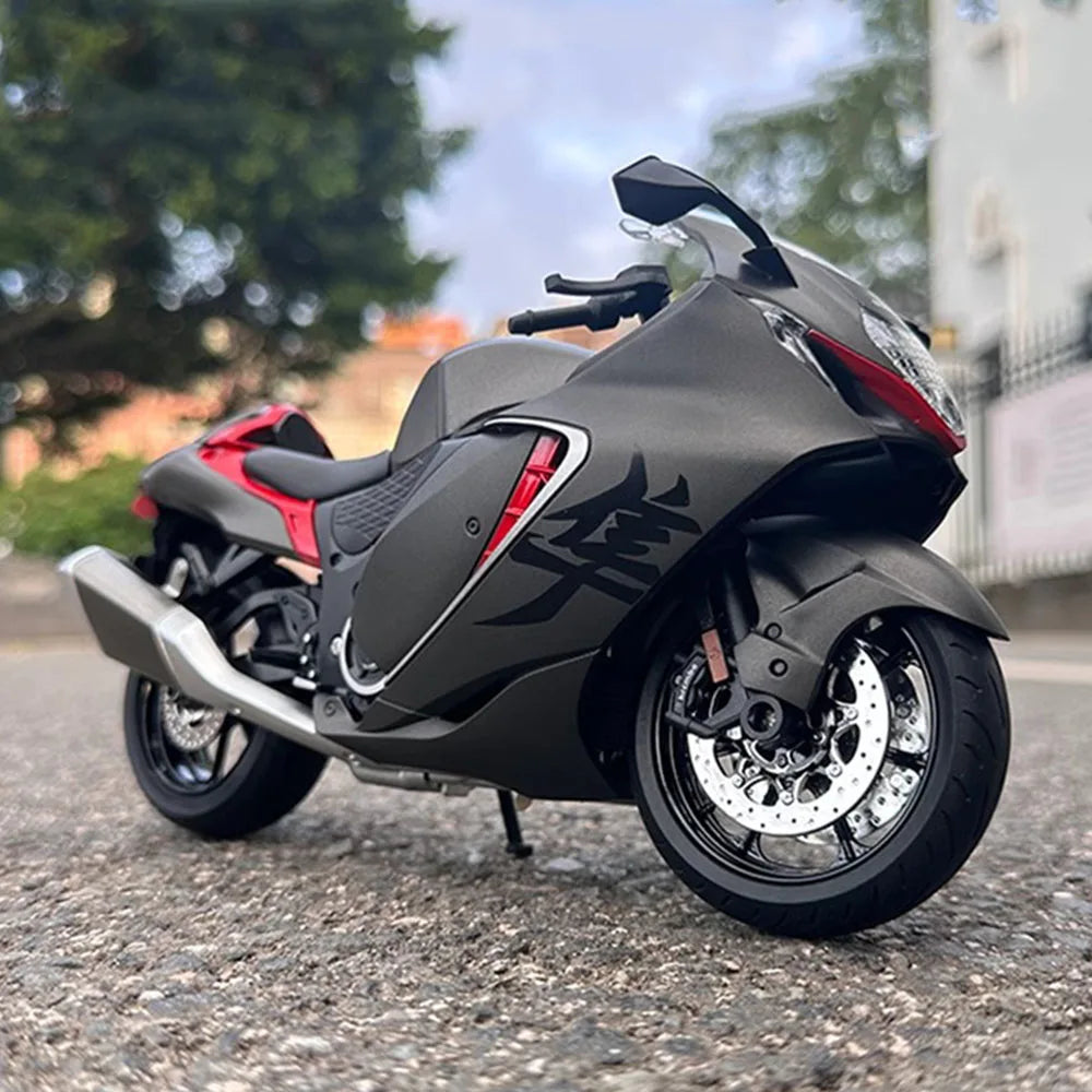 1:9 Suzuki Hayabusa GSX-1000R Motorcycles 2022 Alloy Models Car Toys Diecast Vehice Front Wheel Steering Lighting for Boys Gifts