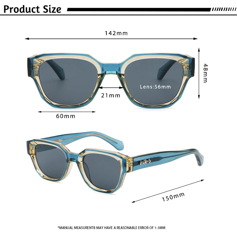 CATERSIDE Men Fashion Sunglasses High-Quality Pc Square Thick Frame Sun Glasses Women Business Festival Gifts Rational Glasses