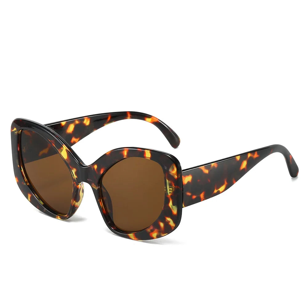 JNPCXI Fashion Oversized Cat Eye Women Sunglasses Shades UV400 Retro Men Matte Orange Candy Color Sun Glasses