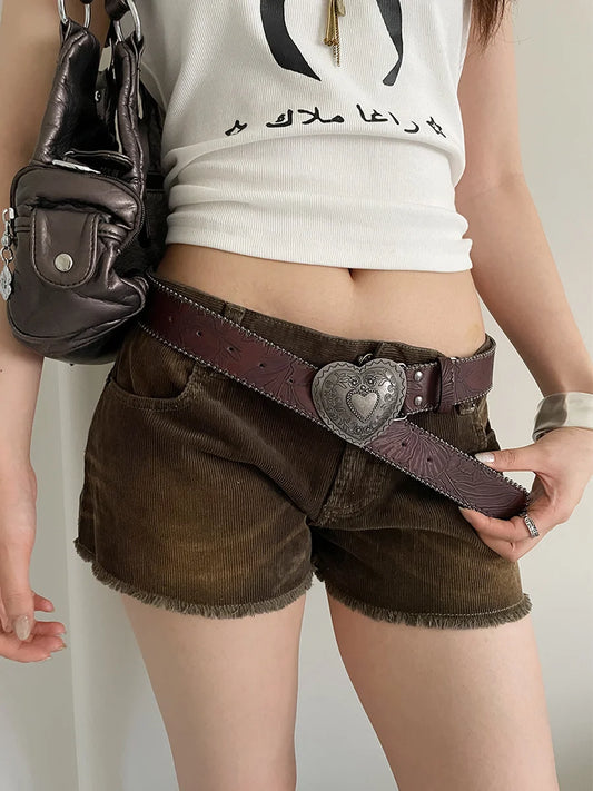 Retro American Style Belt For Women New Brown Belt With A Unique High-End Feel Suitable For Jeans Versatile Leather Belt