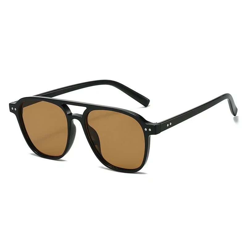 JNPCXI Retro Rivets Double Bridges Men Sunglasses Fashion Women Luxury Shades UV400 Green Sun Glasses
