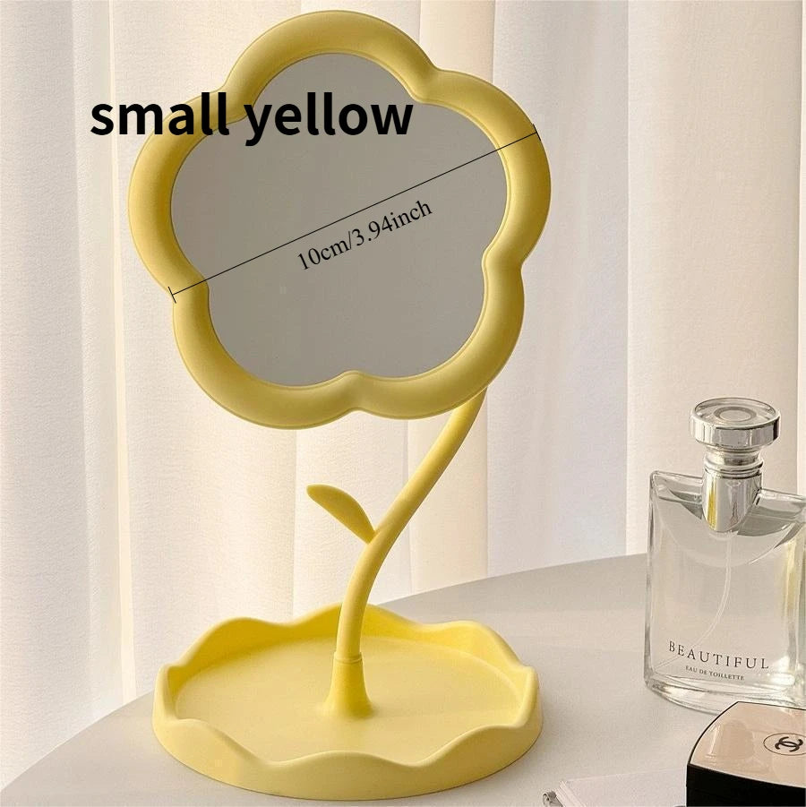 Desktop Sunflower Shape Vanity Mirror: Cute Detachable Jewelry Holder Makeup Mirror for Girls, High-Definition Touch-Up