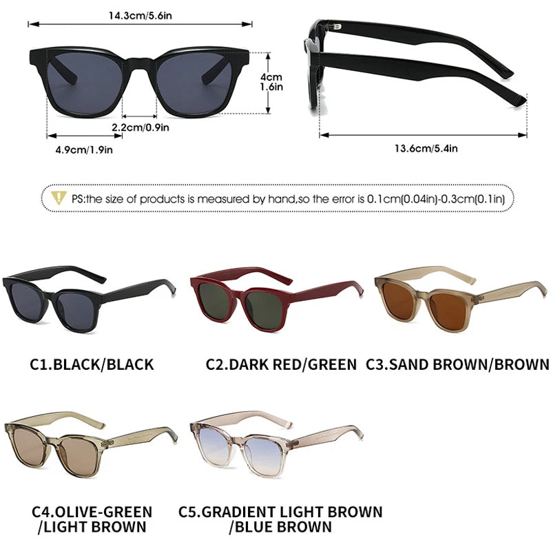 JNPCXI Retro Tr90 Square Jelly Color Sunglasses Women Shades UV400 Fashion Rivets Men Punk Matte Tea Sun Glasses