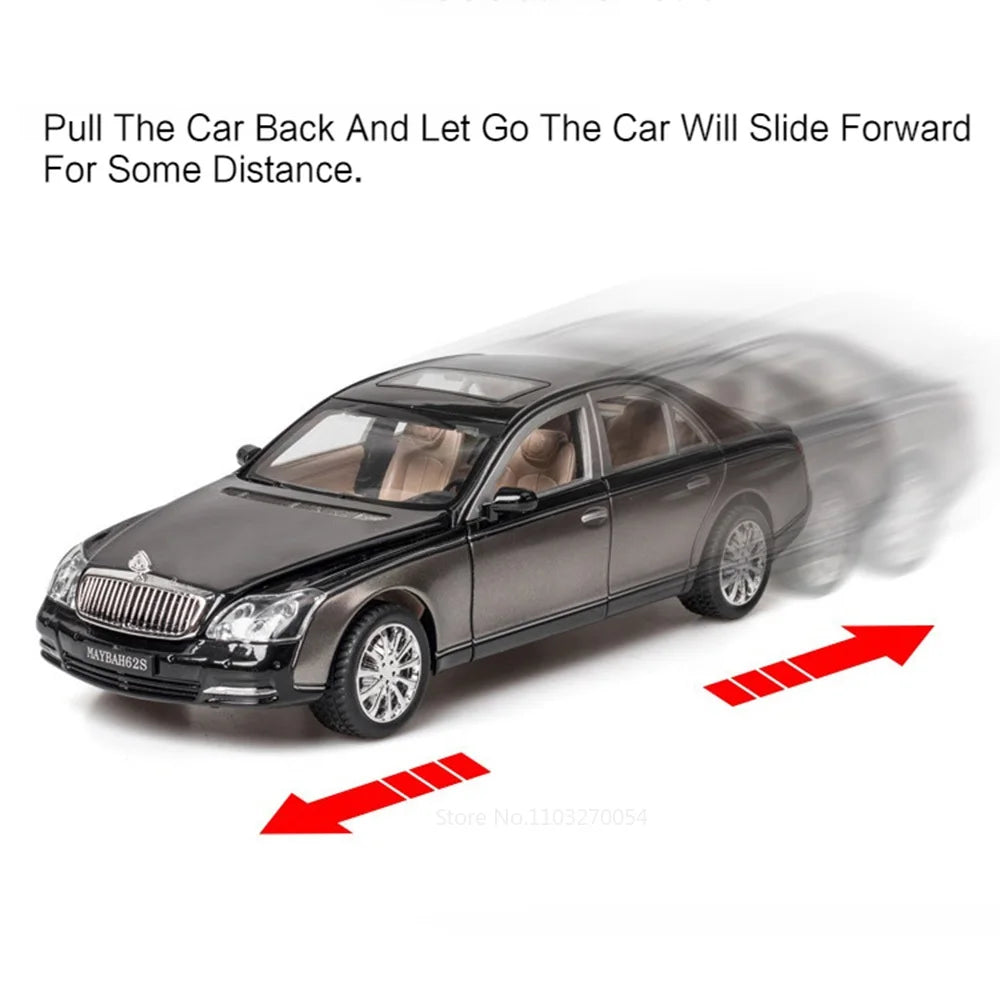 1/24 62S E300EL Models Car Toys Diecast Alloy Vehicles 6 Doors Opened Rubber Tires with Sound Light Pull Back Toy Gifts for Kids