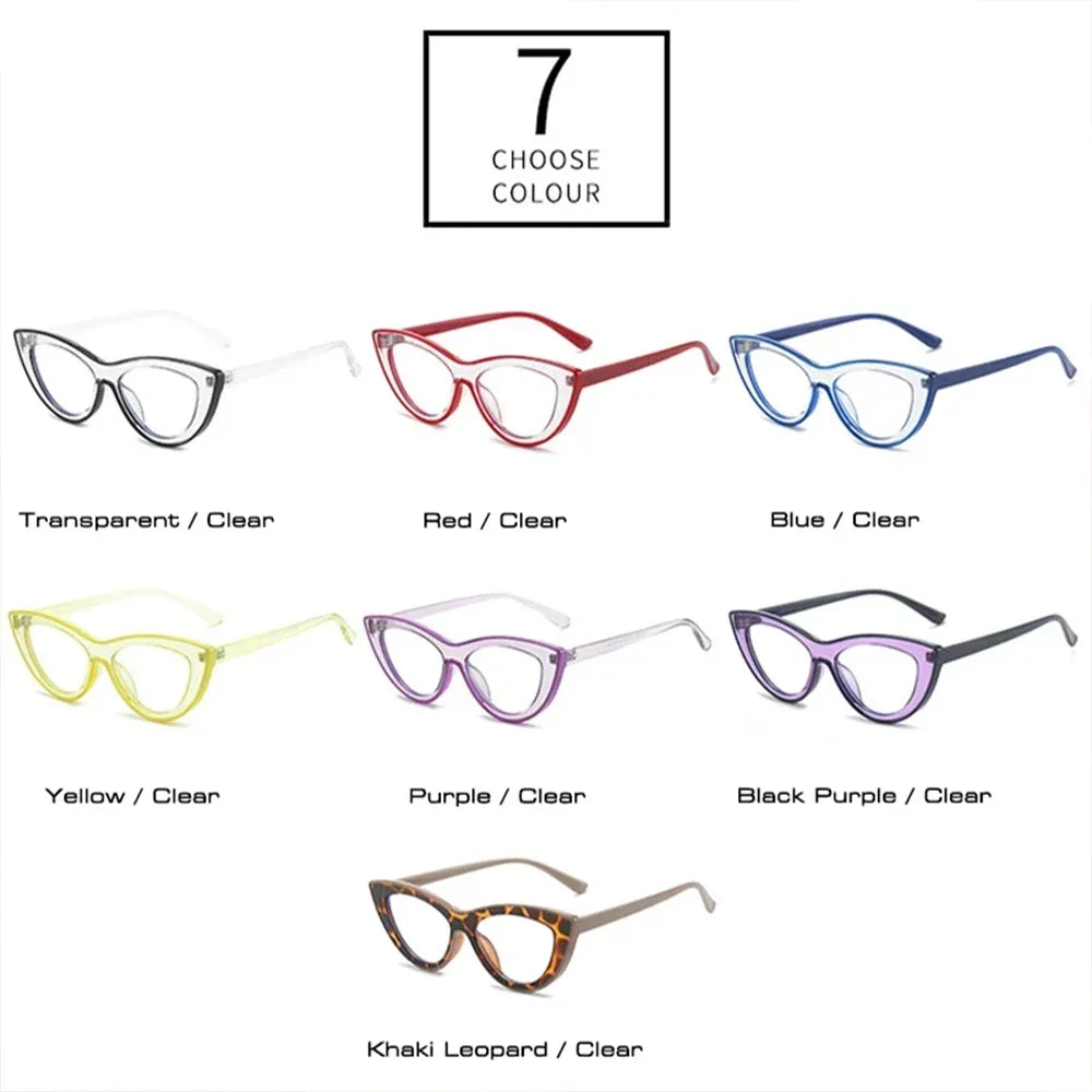 JNPCXI New Blue Light Glasses Women Cat Eye Eyeglasses Frames Computer Glasses Clear Spectacles Small Oval Clear Frames Ladies
