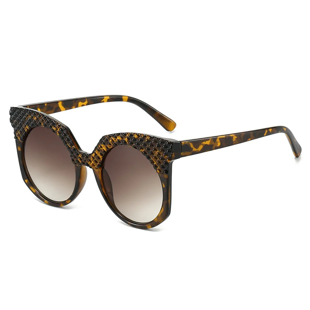 JNPCXI Fashion Oversized Women Sunglasses Retro Round Green Shades UV400 Men Gradient Sun Glasses