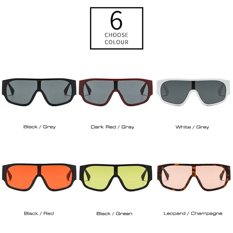 JNPCXI Retro Oversized Pilot Women Sunglasses Fashion One Piece Leopard Shades UV400 Men Punk Wide Legs Sun Glasses