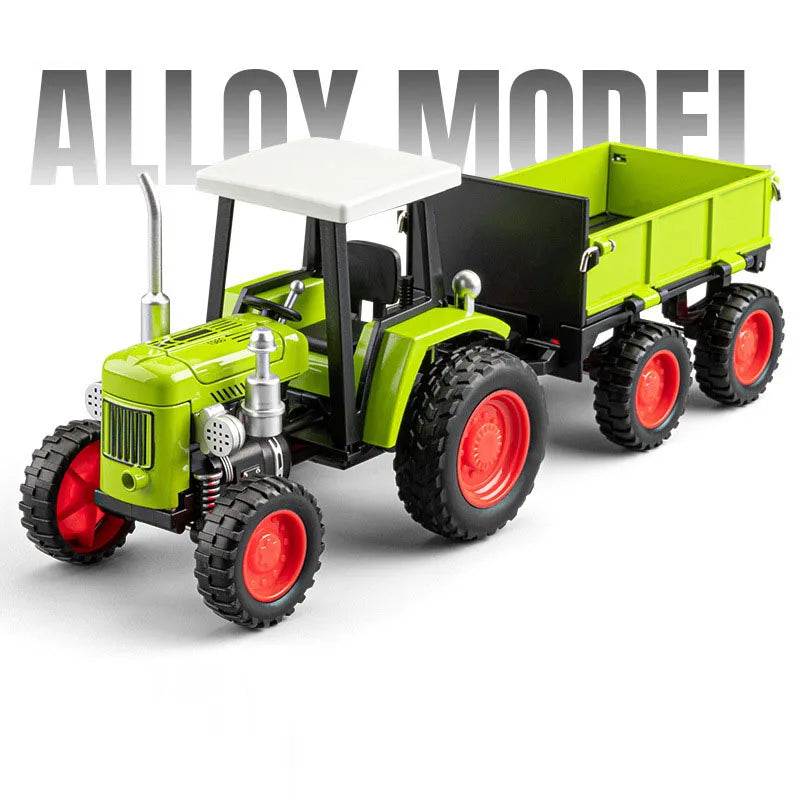 1/32 Simulation Tractor Toys Car Model Alloy Metal Body Agricultural Vehicle Pull Back Sound Light Function Toy Car For Boy Gift