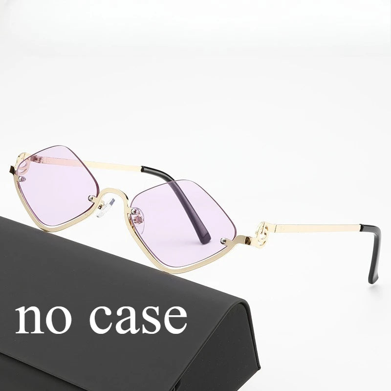 European and American Semi-Framed Retro Rhombus Sunglasses Punk Style Slim-Face Slimming Men's and Women's Shades