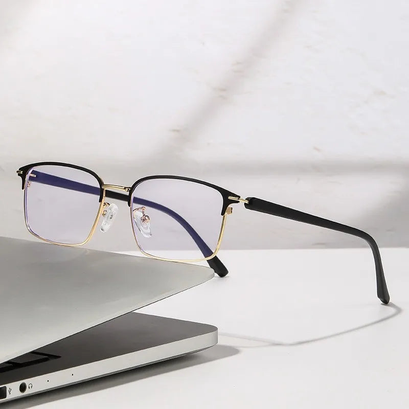 Blue Light Filter Eyeglasses Men's Retro Business Eyeglass Lightweight Glasses Clear Vision