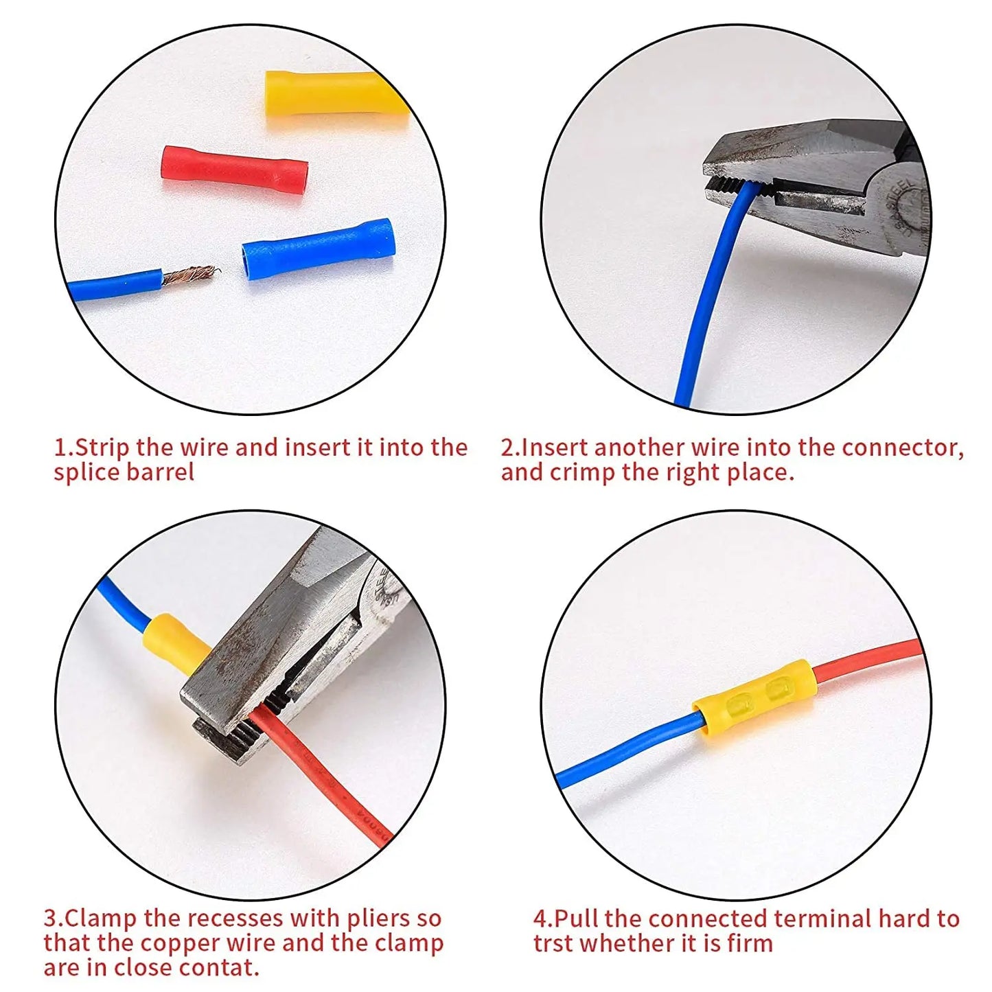 150 Pcs Electrical Butt Connectors Kit, Butt Splice Crimp Wire Connectors, Assorted Insulated Electrical Straight Wire Terminals