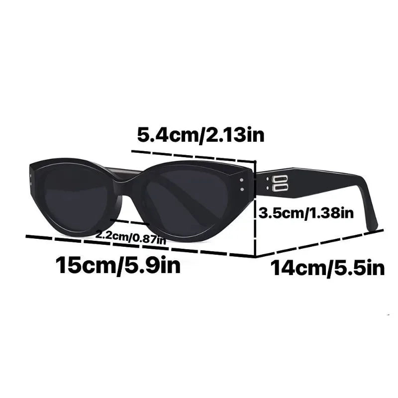 1 piece of Y2K millennium spicy girl style American high street retro design with cat eyes, oval narrow frame