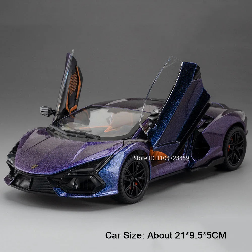 1:24 Scale Tourbillon Revuelto Diecast Model Toys Cars Doors Opened Sound Light Pull Back Miniature Models Kids Birthday Present