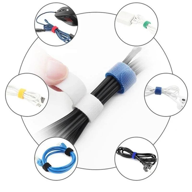 Releasable Cable Ties Durable and Soft Nylon Strap Reusable Velcro Cable Ties Organizer Tool Velcro Self-Adhesive Tapes