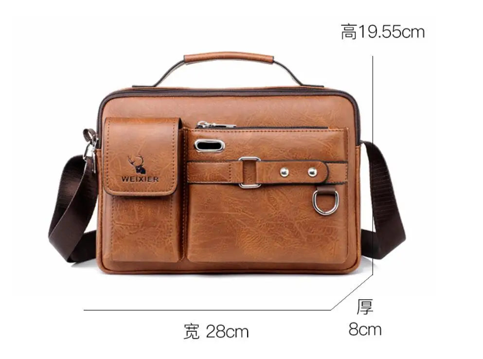 Men Shoulder Bag Pu Leather Business Messenger Crossbody Bags Designer Handbag