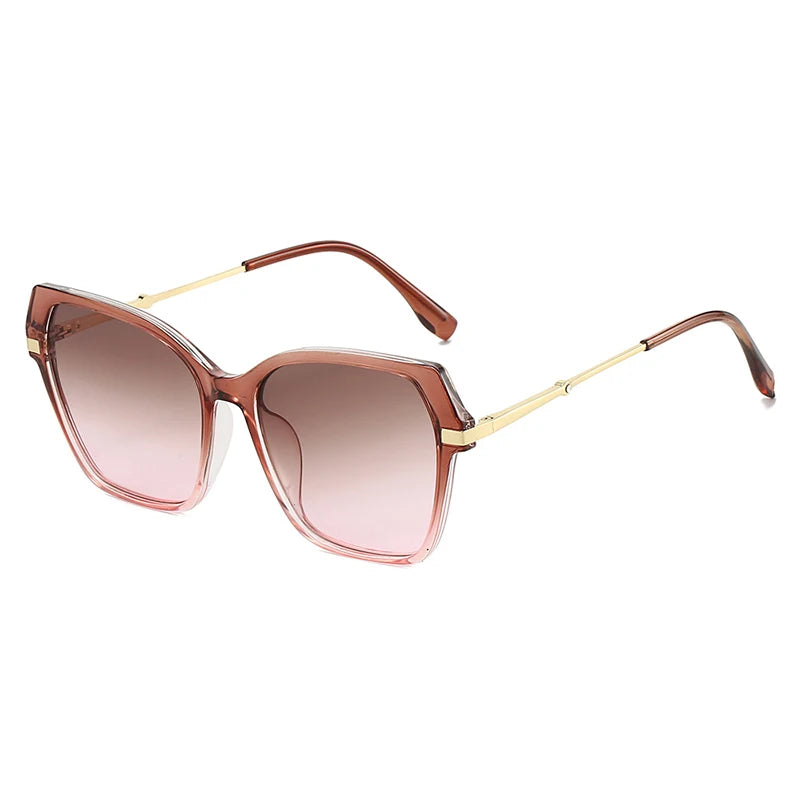 JNPCXI New Polygon Square Double Color Sunglasses Women Fashion Gradient Shades Men Eyeglass Frame