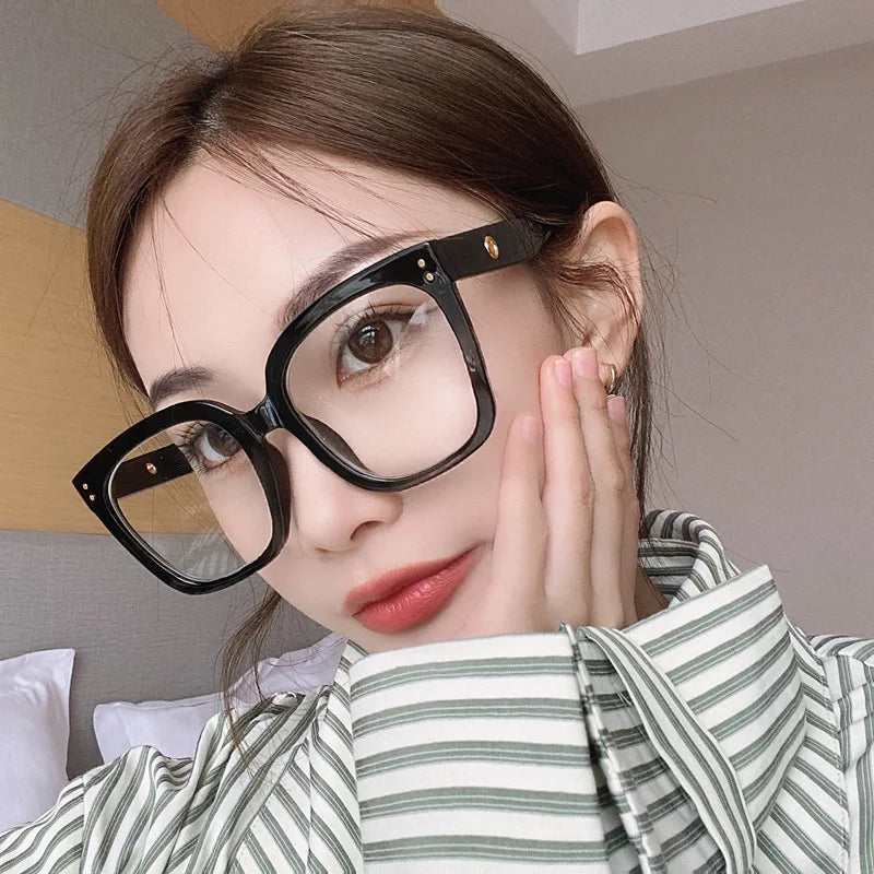 JNPCXI New Square Glasses Frame for Women Anti-Blue Ray Fashion Lady's Myopia Glasses Prescription Computer Glasses