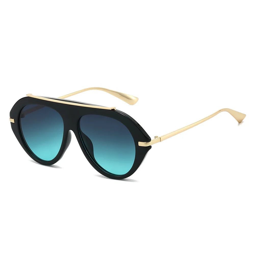 JNPCXI Ins Popular Fashion Oversized Leopard Green Pilot Sunglasses Women Shades UV400 Retro Gradient Men Sun Glasses