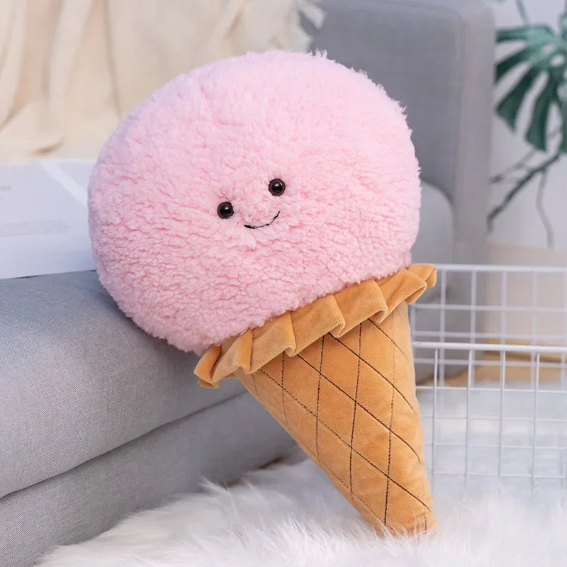 Cute Cartoon Ice cream Plush Toy Stuffed Food Snack Pillow Cushion Cone Kids Toys Kawaii Room Decor Birthday Gift for Kids