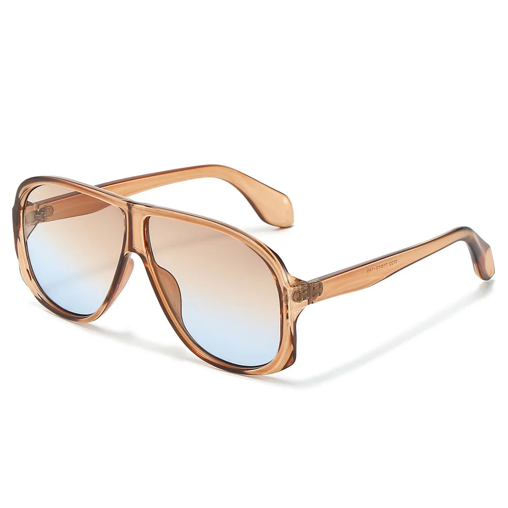 JNPCXI Retro Double Bridges Men Pilot Sunglasses Fashion Tea Rivets Decoration Shades UV400 Women Trending Sun Glasses