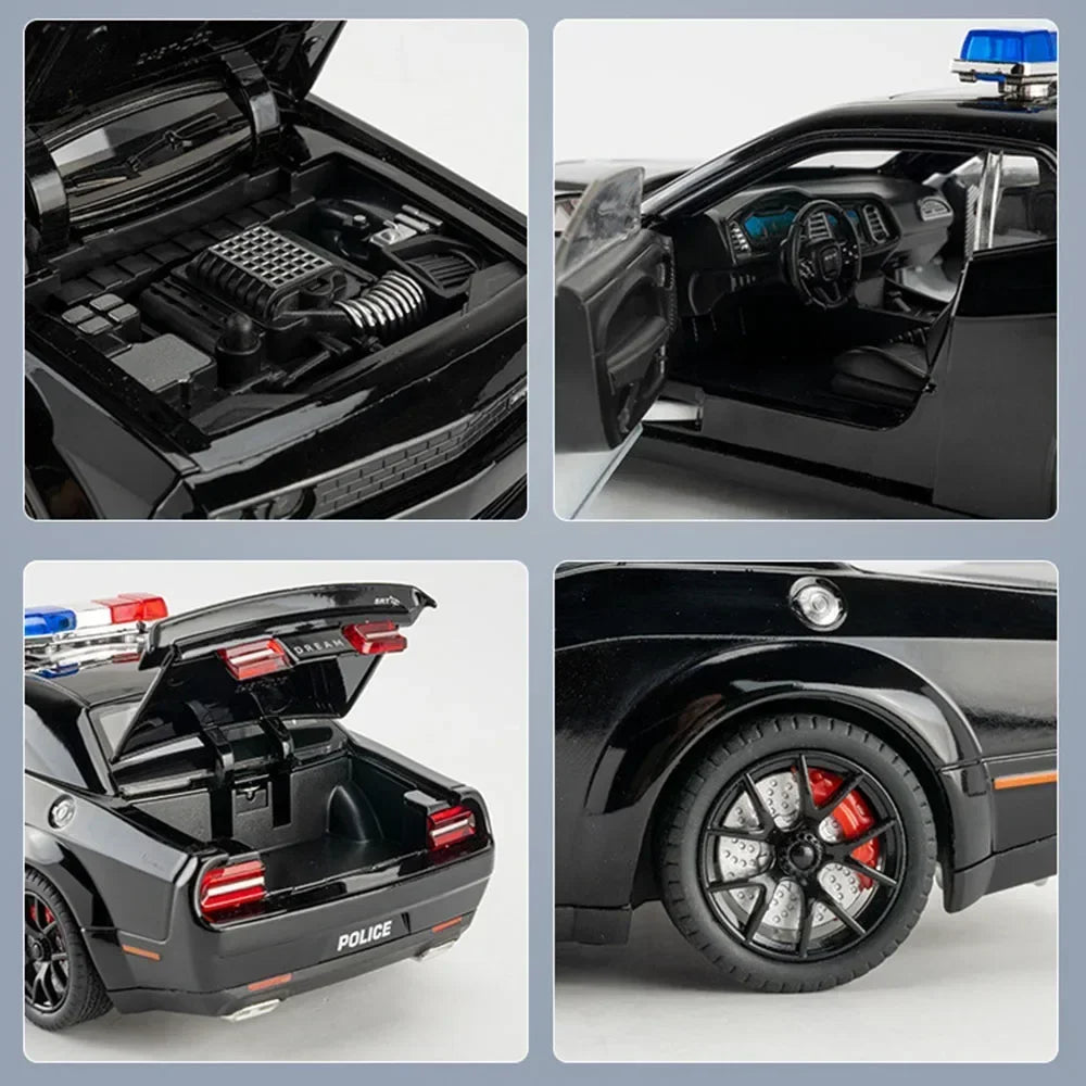 1:24 Hellcat Viper Alloy Police Cars Diecasts Models Toys Sound Light Pull Back Doors Opened Vehices Toy Boys Birthday Presents
