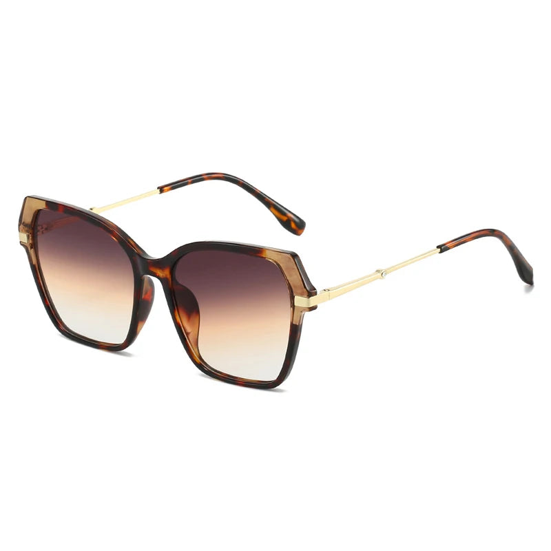 JNPCXI New Polygon Square Double Color Sunglasses Women Fashion Gradient Shades Men Eyeglass Frame