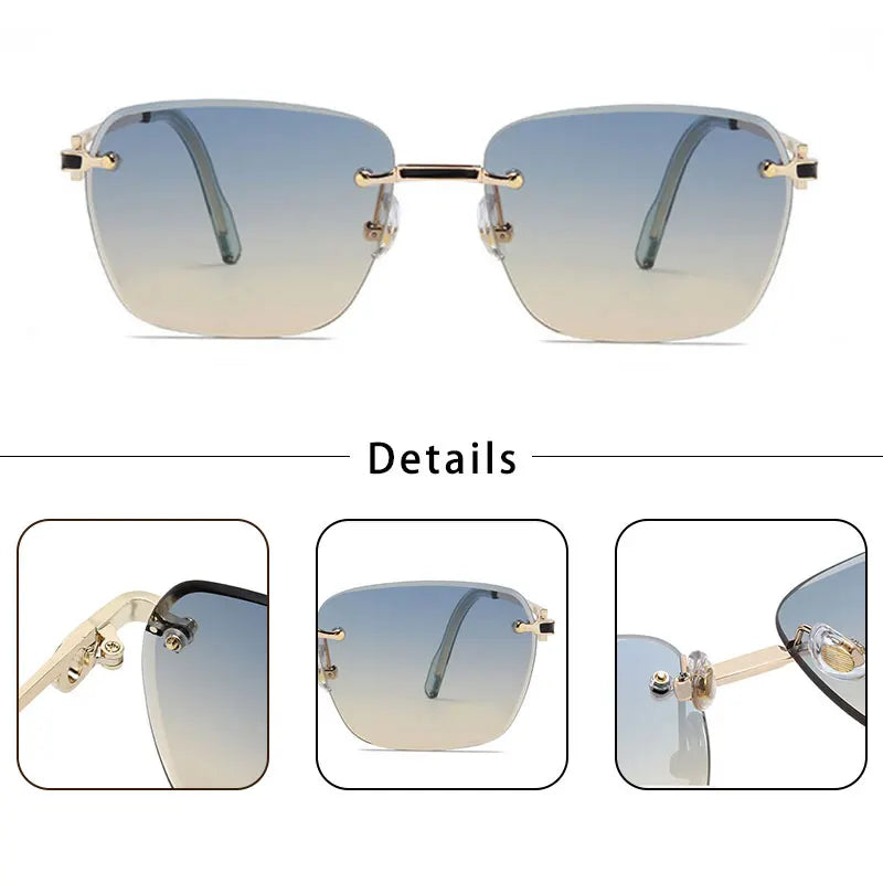CATERSIDE New Pilot Rimless Sunglasses Men Gradient Sun Glasses Women Retro Business Shopping UV400 Lunette De Soleil Homme
