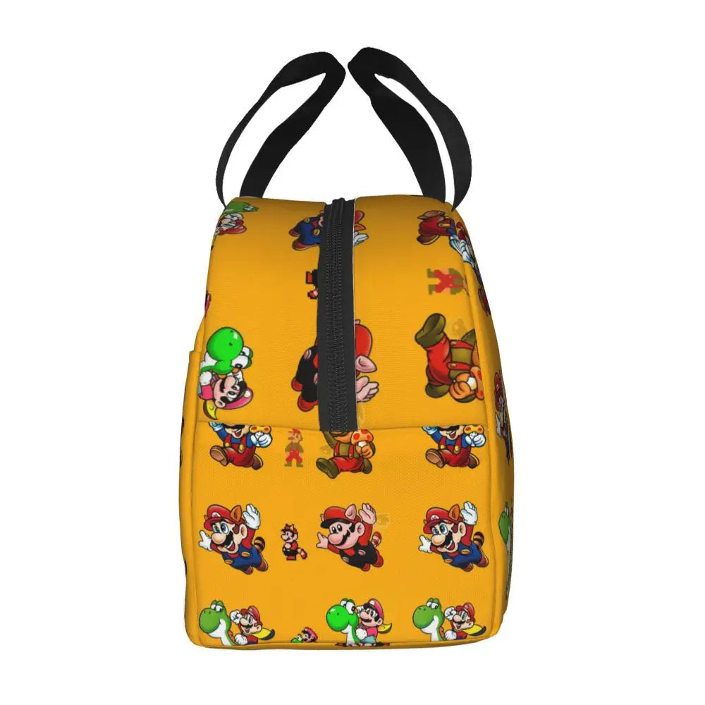 Custom Mario Super Bros Insulated Lunch Bag Reusable Thermal Cooler Lunch Box M6
