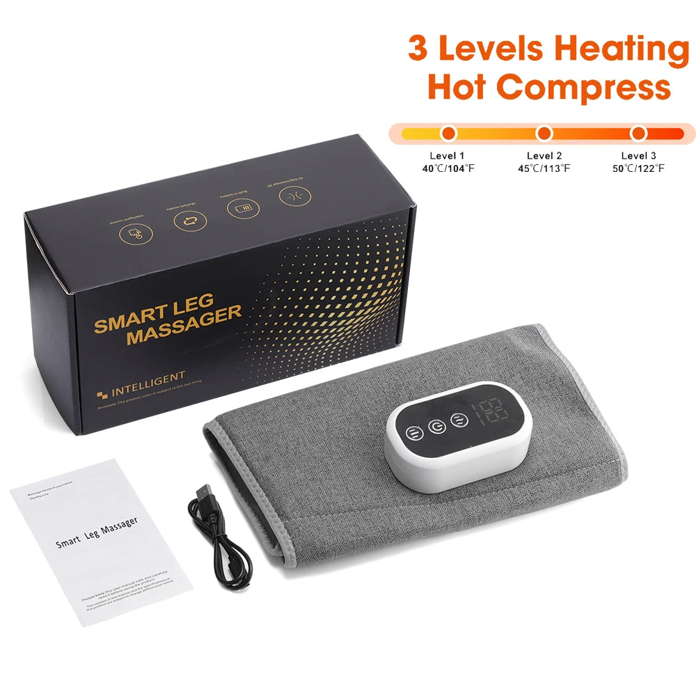 360° Air Pressure Calf Massager Leg Air Pressure Electric Airbag Compresstion Heated Hot Compress Muscle Relax Massage Device
