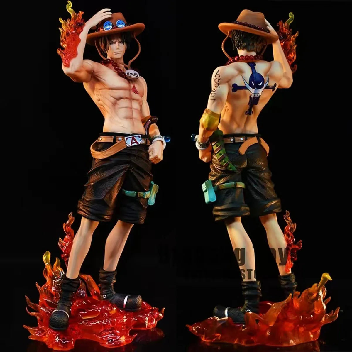 23cm-9 inch Anime One Piece Figure Ace in Flame Statue PVC Collectible Statue