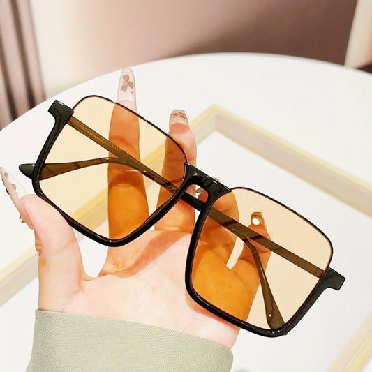 Vintage Inspired Square Frame Fashion Glasses Unisex Composite Material  Decorative Eyewear for Men and Women