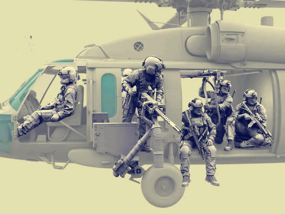 1: 35 Die Casting Resin Model Assembly Kit US Special Forces Parachute Model 7 People Including Rope Grey Model