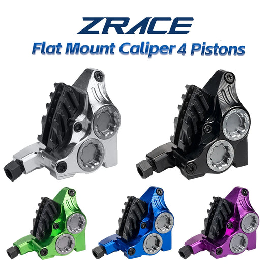 ZRACE XG4 Road Hydraulic 4-Piston Caliper, Ice Technology Cooling Pads, Flat Mount CNC Lightweight Disc Brake