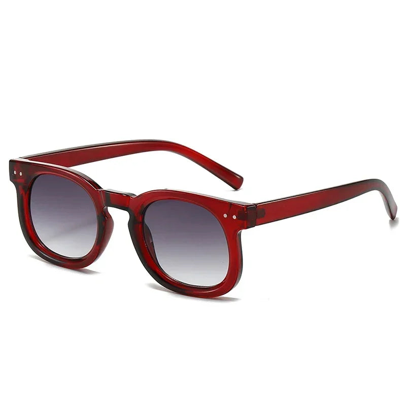 JNPCXI Retro Small Square Sunglasses Women Fashion Gradient Gray Tea Shades UV400 Men Rivets Trending Punk Sun Glasses