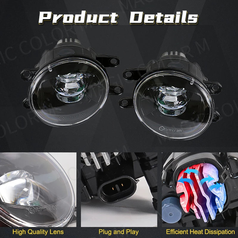 2PCS 3.5 Inch LED Fog Lamps For Toyota Corolla RAV4 Camry Yaris Prius CHR Hilux Lexus Car Headlight Daytime Running Lights 12V