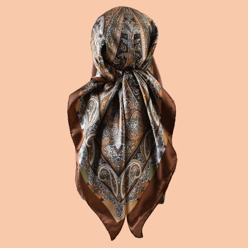1PC Ladies Multicolor Paisley Print Woven Scarf Large Fashionable Headscarf Travel Party Silk Scarf
