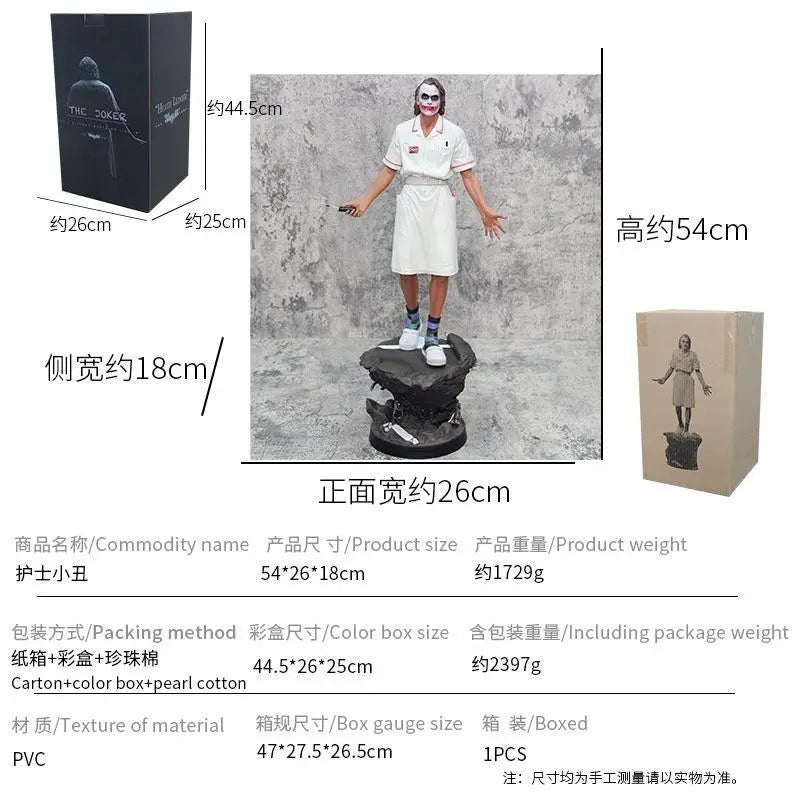 21in / 54 cm Series DC Heath Ledger Nurse Uniform Joker Figure Standing Scene