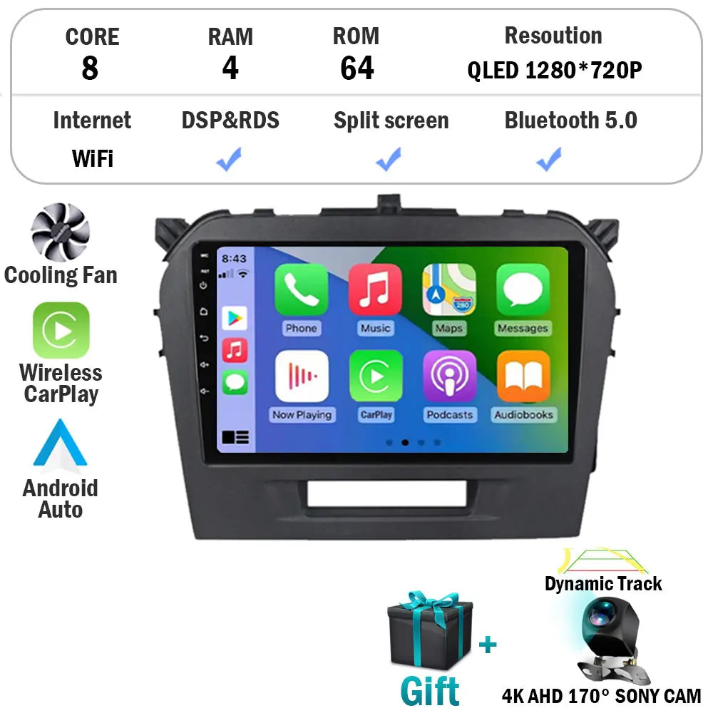 Android 16 Auto Carplay Stereo For Suzuki Vitara 2015 2016 2017 2018 2019 Car Radio Multimedia Video Player Navigation Gps WIFI