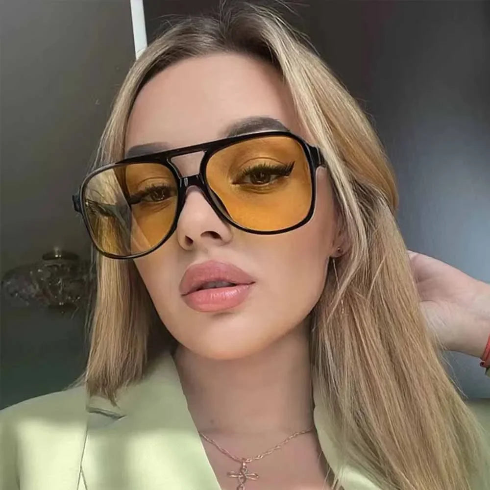 JNPCXI Double Bridge Classic Pilot Sunglasses Women Retro Vintage Sun Shades Glasses Unisex Driving Eyewear