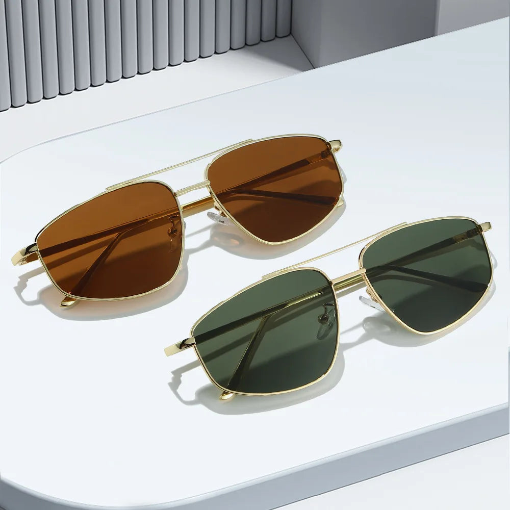 JNPCXI New Retro Pilot Women Sunglasses Classics Metal Double Bridge Shades Sun Glasses Female Eyewear Trendy Glasses Oculos