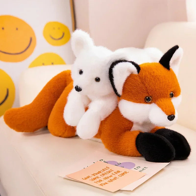 Realistic Furry Fox Plush Toys Soft Stuffed Long Tail White Red Fox Doll Huggable Pillow For Children Birthday Christmas Gift
