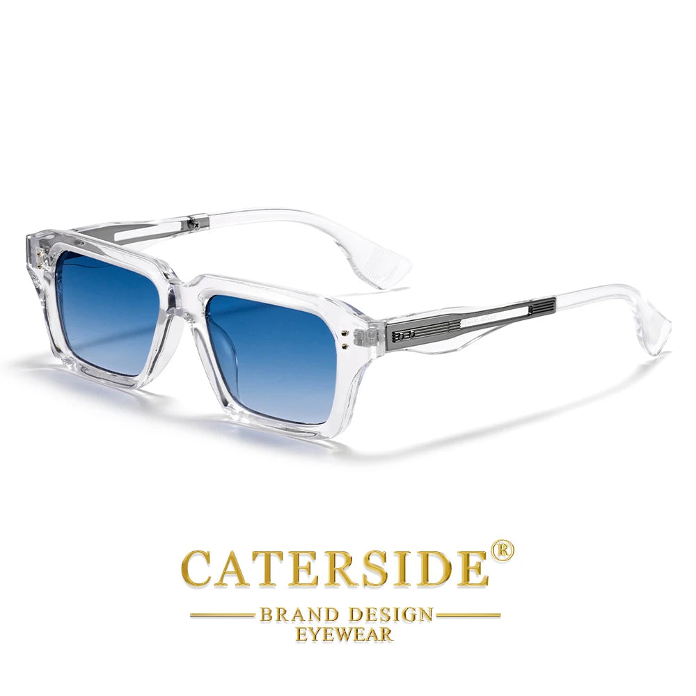 CATERSIDE New Men's Square Sunglasses Premium PC Frame with Metal Temple UV400 Women Retro Fashion Driving Decoration Eyewear