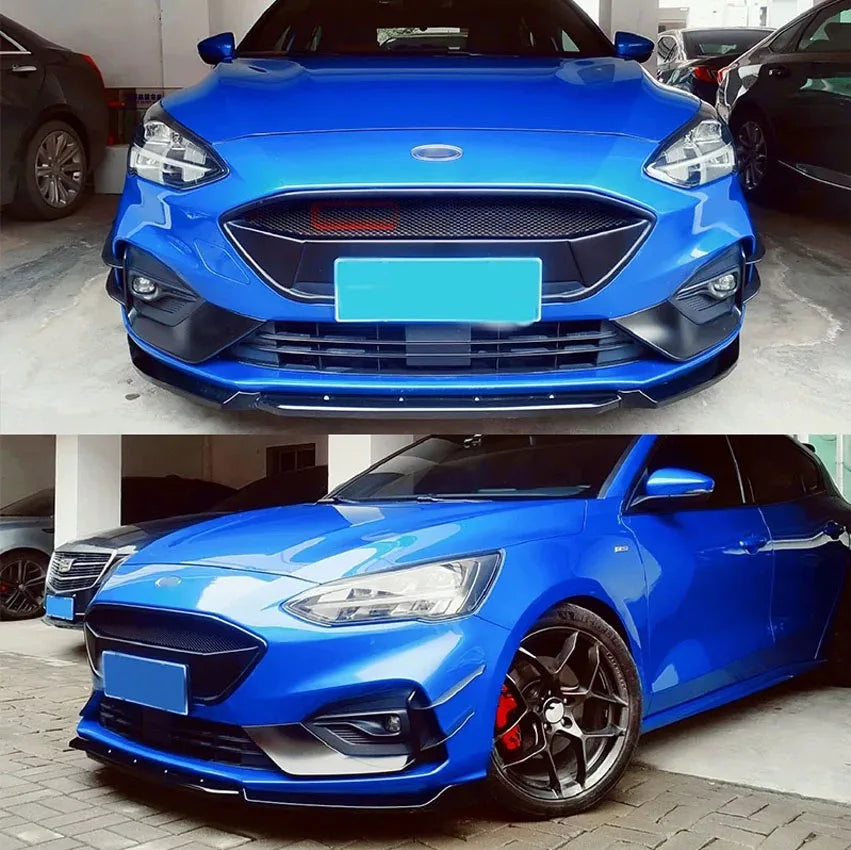 4PCS Air Splitter Trim Bodykits Gloss Balck For Ford Focus St / ST-line MK4 2018 2019 2020 2021 Car Front Bumper Side Spoiler