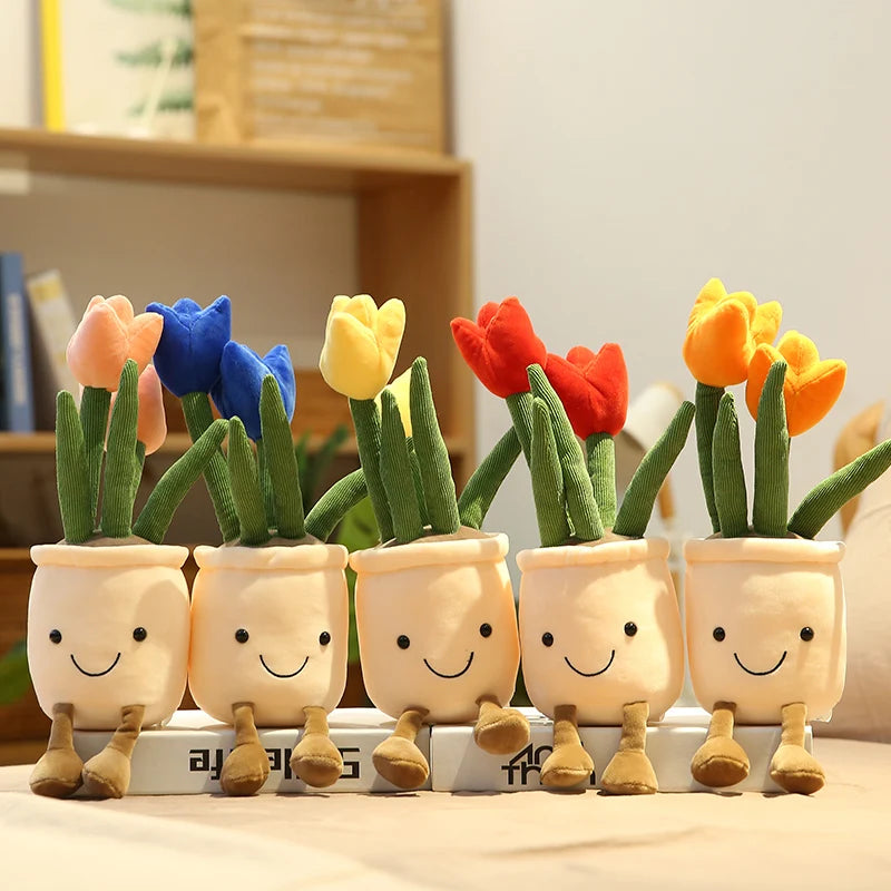 Lifelike Tulip Succulent Plants Plush Stuffed Toys Flower Decorations Floral Bouquet Design  Living Room Decor For Girl Gift