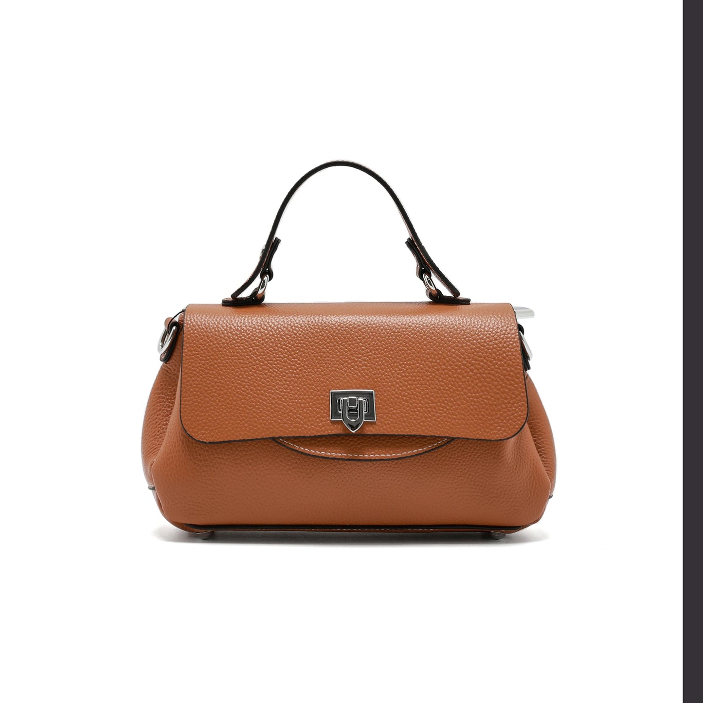 Genuine Leather Mini Crossbody Bag for Women Top Handle Satchel Handbag with Lock Closure Adjustable Strap Small Shoulder Bag