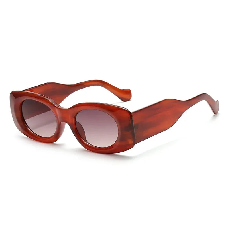 JNPCXI New Ins Popular Fashion Oval Women Jelly Color Sunglasses Retro Gradient Shades UV400 Men Wide Legs Sun Glasses