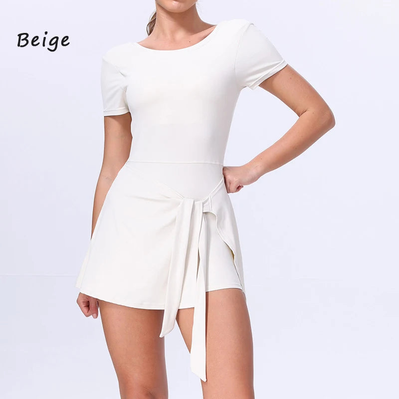 DIAS FIT JOY Sporty One-Piece Dress Prevents Walk Light Beautiful Back Design Yoga Skirt Tennis Skirt Naked Sensation