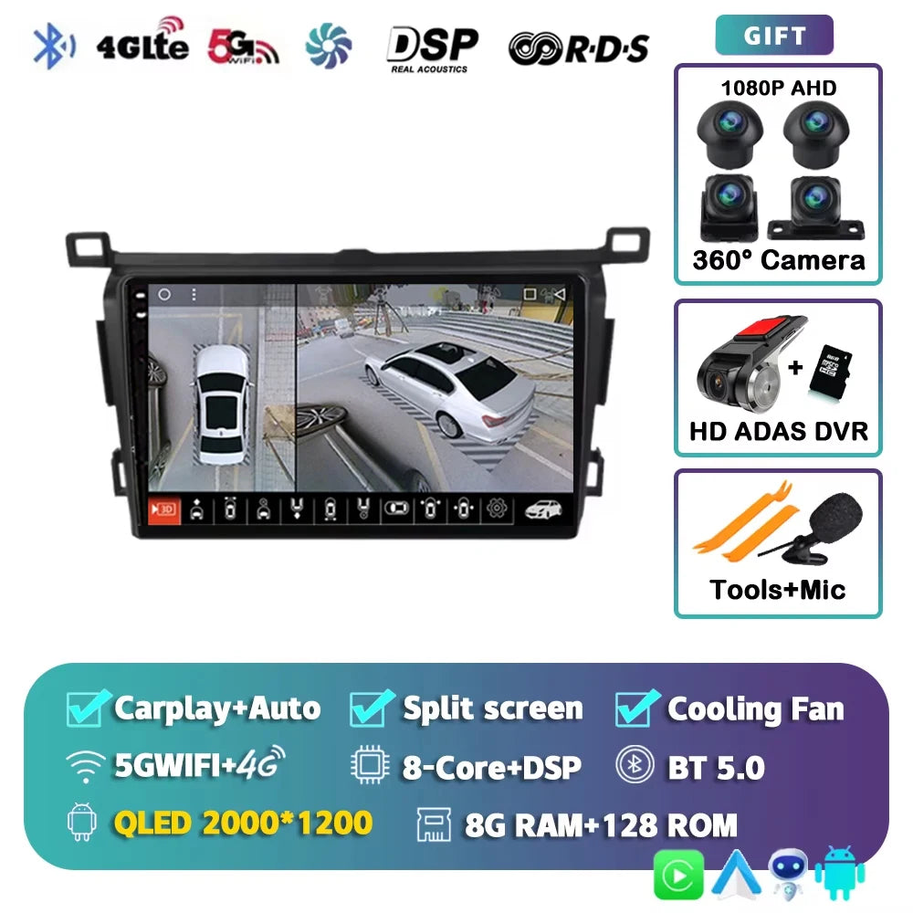 WIFI 4G Car Radio For Toyota RAV4 2013 2014 2015 2016 2017 2018 2019 XA40 RHD Android 15 Auto Wireless Carplay Car Multimedia DI