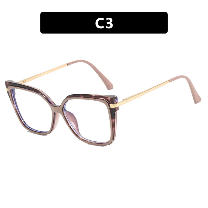 JNPCXI New Retro TR90 Square Women Glasses Frame Double Colors Fashion Leopard Clear Anti-blue Light Optical Eyeglasses
