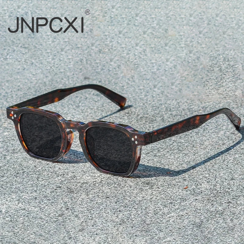 JNPCXI Square Rivets Sunglasses for Women Men Vintage Trend Trending Sun Glasses Ladies Beach Shades Male Female UV Protection